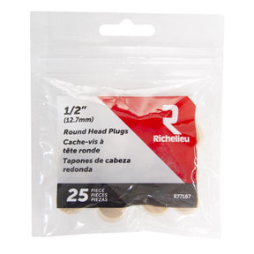 Richelieu Round Birch Head Plug 1/2 in. D X .5 in. L 25 pk Natural, Pack of 5