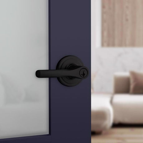 Kwikset Smartkey Security Matte Black Keyed Entry Lever KW1 1-3/4 in.