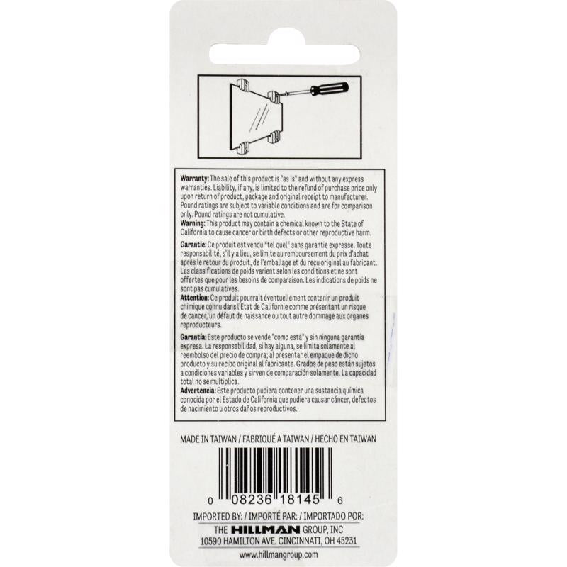 HILLMAN Plastic Coated Clear Mirror Holder Kit 20 lb 4 pk, Pack of 10