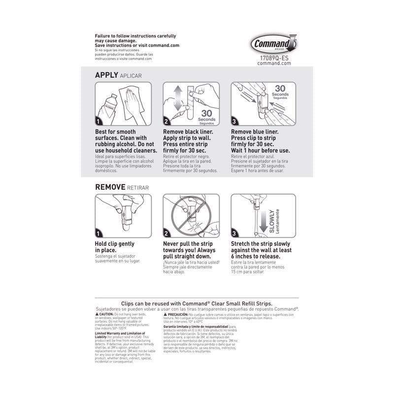 3M Command Medium Plastic Spring Clip 1.5 in. L 8 pk, Pack of 4