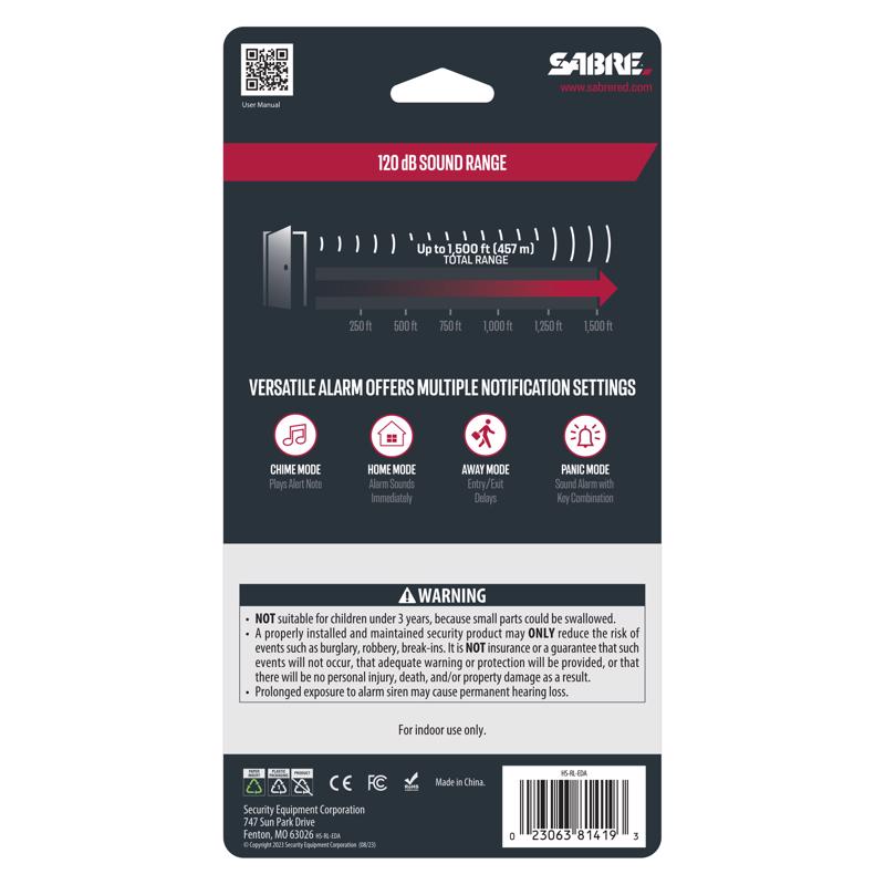 Sabre Battery Powered Indoor White Door Alarm