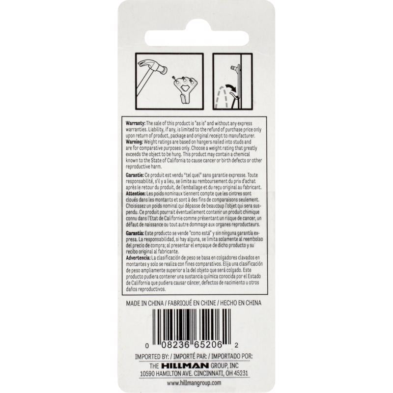 HILLMAN Brass-Plated Classic Picture Hanger 75 lb 1 pk, Pack of 10