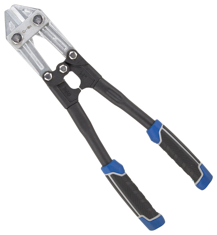 Vulcan JL-WD-0614 Bolt Cutter, 5 mm Cutting Capacity, Chrome-Molybdenum Steel Jaw, 14 in OAL, Black/Blue Handle