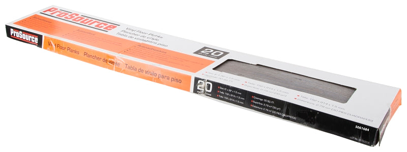 ProSource CLG01 Vinyl Plank Tile, 36 in L Tile, 6 in W Tile, Square Edge, Gray