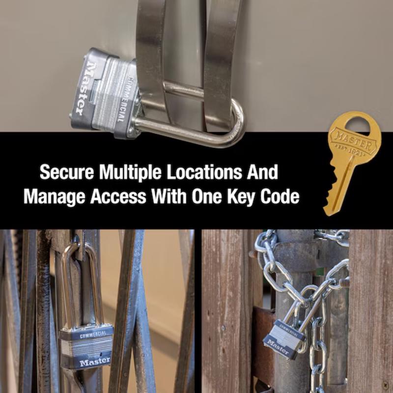 Master Lock 1-5/16 in. H X 1 in. W X 1-3/4 in. L Steel Double Locking Exterior Padlock, Pack of 6