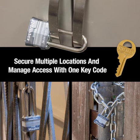 Master Lock 1-5/16 in. H X 1 in. W X 1-3/4 in. L Steel Double Locking Exterior Padlock, Pack of 6