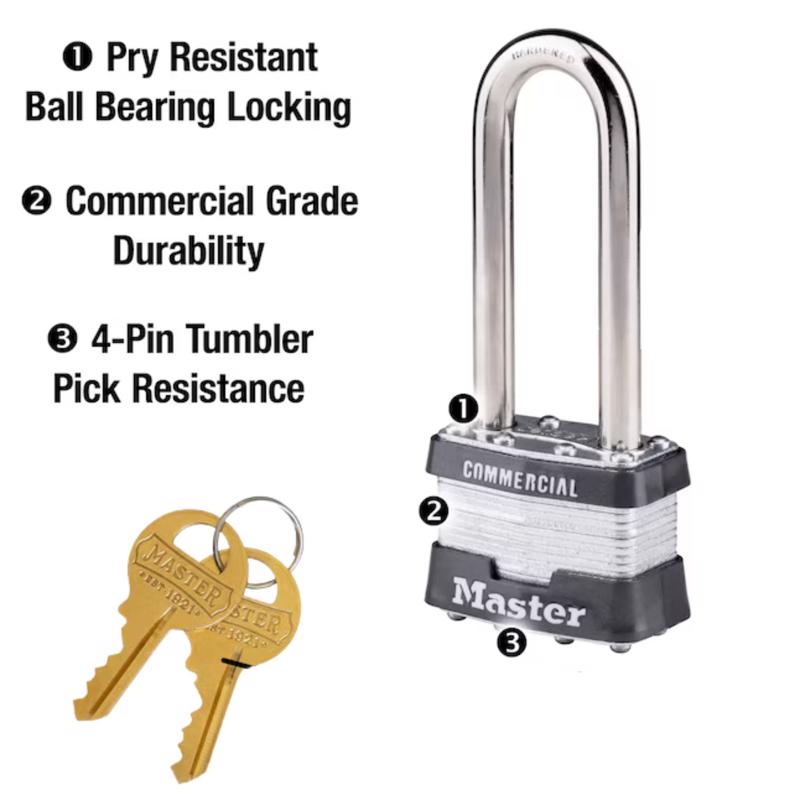 Master Lock 1-5/16 in. H X 1 in. W X 1-3/4 in. L Steel Double Locking Exterior Padlock, Pack of 6