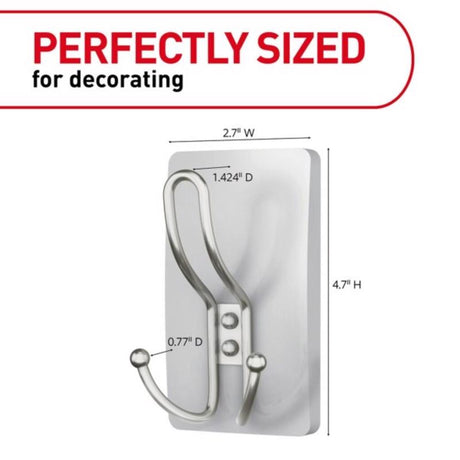 3M Satin Nickel Plastic Triple Hook 1 pk
