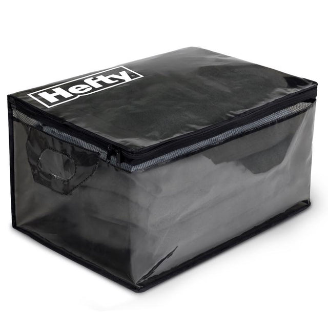 Hefty Large Black/Clear Flexible Tote w/Handle Stackable, Pack of 4