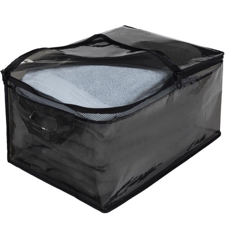 Hefty Large Black/Clear Flexible Tote w/Handle Stackable, Pack of 4