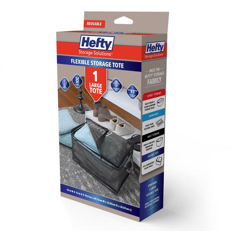 Hefty Large Black/Clear Flexible Tote w/Handle Stackable, Pack of 4