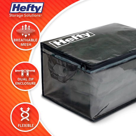 Hefty Large Black/Clear Flexible Tote w/Handle Stackable, Pack of 4