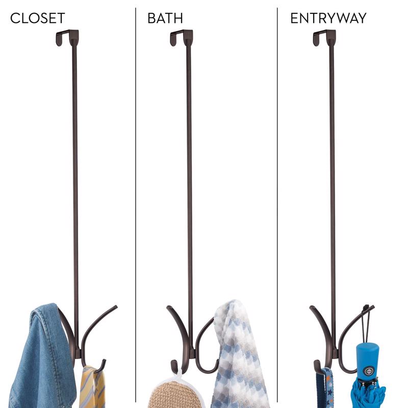 iDesign 2.5 in. H X 7.2 in. W X 25.75 in. L Steel Over The Door Hanger Holder, Pack of 4