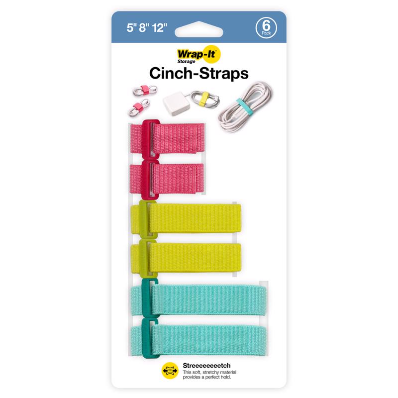 Wrap-It 0.5 in. L Assorted Nylon Cinch Strap, Pack of 6