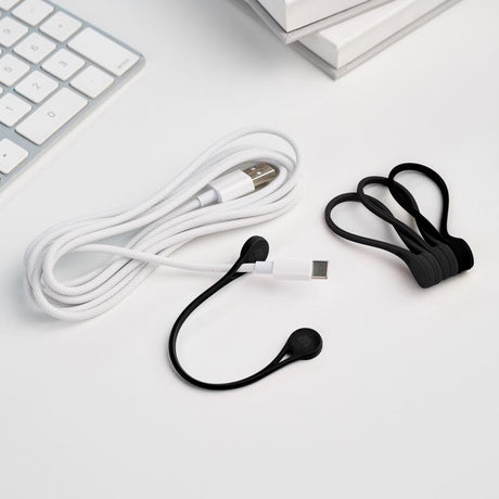 Wrap-It MagnaTies 0.33 in. L Black Silicone Cord Organizer, Pack of 6