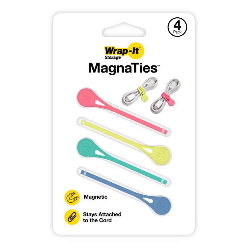 Wrap-It MagnaTies 6.25 in. L Assorted Silicone Cord Organizer, Pack of 6