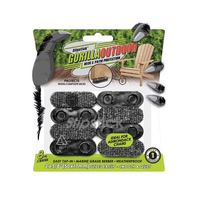Slipstick Gorilla Outdoor Gray Tap-On Marine Grade Berber Chair Glide 8 pk, Pack of 6