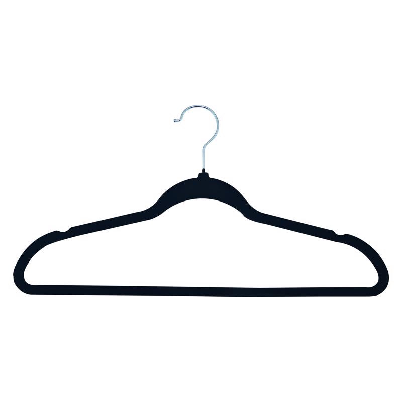 ClosetSelect 9.12 in. H X 17.2 in. W Plastic Black Flocked Hanger 5 pk
