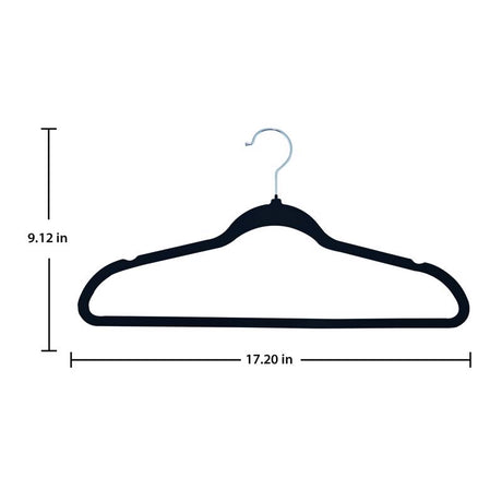 ClosetSelect 9.12 in. H X 17.2 in. W Plastic Black Flocked Hanger 5 pk
