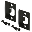 Prime-Line 2.25 in. H X 3.75 in. L Black Steel Latch Strike Plate