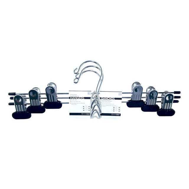 ClosetSelect Metal Silver Skirt/Slack Hanger 3 pk, Pack of 12