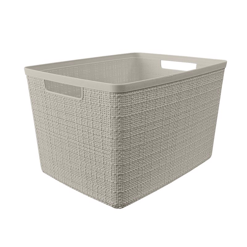 Curver Large 18 L Beige Woven Basket 9.1 in. H X 14.2 in. W X 11 in. D Stackable, Pack of 2
