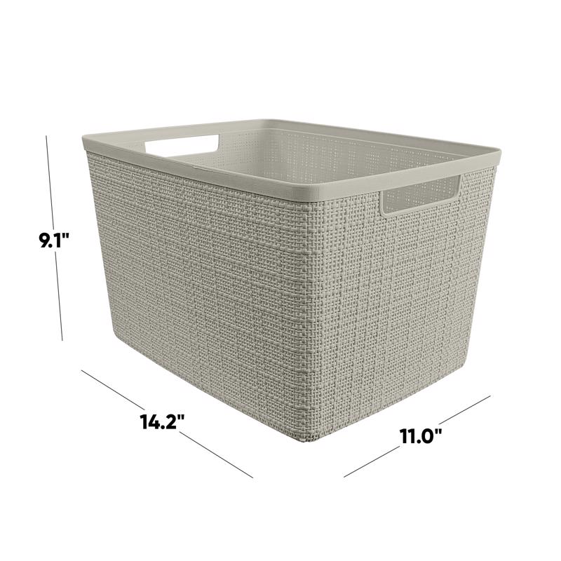 Curver Large 18 L Beige Woven Basket 9.1 in. H X 14.2 in. W X 11 in. D Stackable, Pack of 2