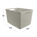 Curver Large 18 L Beige Woven Basket 9.1 in. H X 14.2 in. W X 11 in. D Stackable, Pack of 2