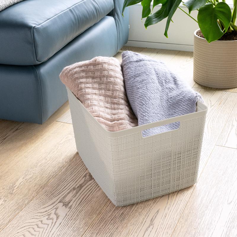 Curver Large 18 L Beige Woven Basket 9.1 in. H X 14.2 in. W X 11 in. D Stackable, Pack of 2