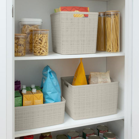 Curver Large 18 L Beige Woven Basket 9.1 in. H X 14.2 in. W X 11 in. D Stackable, Pack of 2