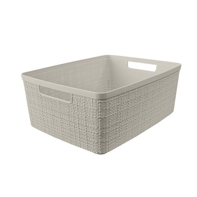 Curver Medium 12 L Beige Woven Basket 5.7 in. H X 13.9 in. W X 10.7 in. D Stackable, Pack of 3