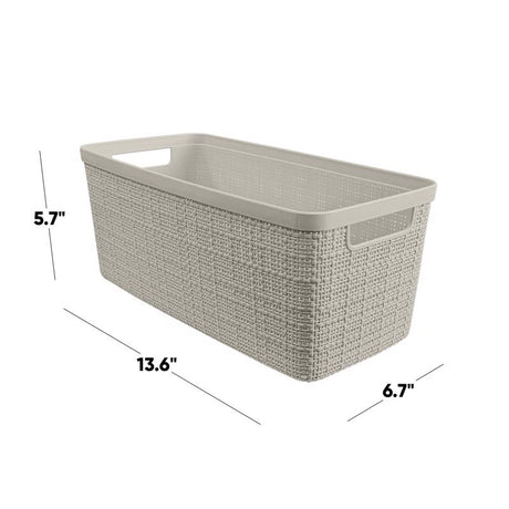Curver Slim 6.8 L Beige Woven Basket 5.7 in. H X 13.6 in. W X 6.7 in. D Stackable, Pack of 4