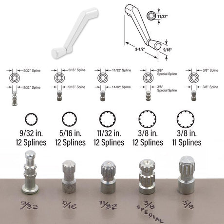 Prime-Line White Metal Single-Arm Casement Crank Handle For Universal
