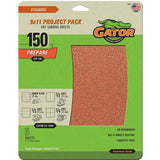 Gator 4464 Sanding Sheet, 11 in L, 9 in W, Fine, 150 Grit, Garnet Abrasive, Paper Backing