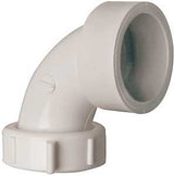 Plumb Pak PP55-11 Sink Trap Pipe Elbow, 1-1/2 in, Solvent Weld, 90 deg Angle, PVC, White