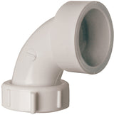 Plumb Pak PP55-11 Sink Trap Pipe Elbow, 1-1/2 in, Solvent Weld, 90 deg Angle, PVC, White