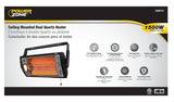 PowerZone QGW15-602 Ceiling-Mounted Dual Quartz Heater, 12.5 A, 120 V, 1500 W, Black