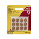 Ace Cork Self Adhesive Bumper Pad Brown Round 1/2 in. W 24 pk