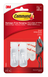 3M Command Small Plastic Hook 2.37 in. L 2 pk