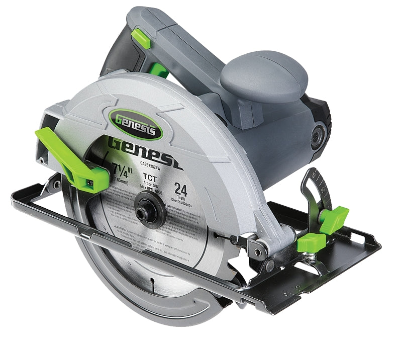 Genesis GCS130 Circular Saw, 13 A, 7-1/4 in Dia Blade, 2-7/16 in D Cutting, 45 deg Bevel