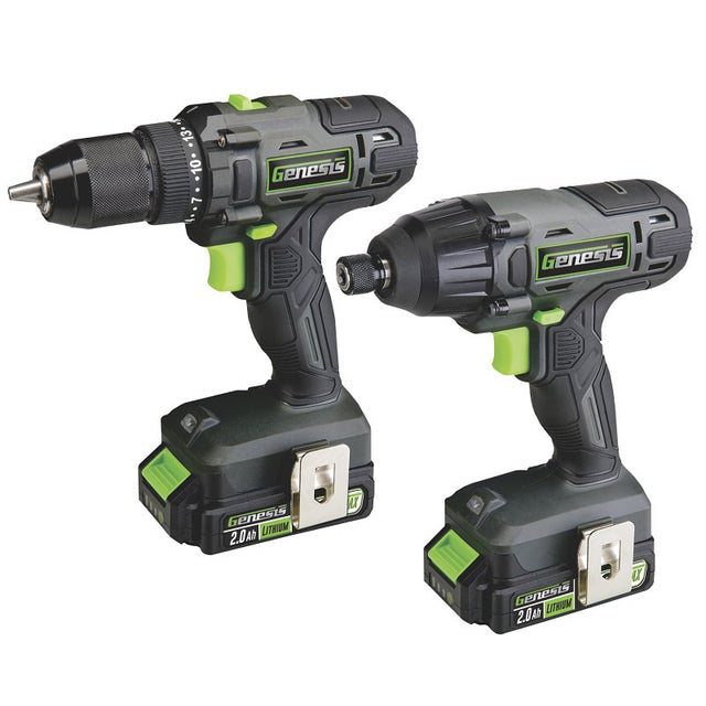 Genesis G20 MAX GL20DIDKB2 Drill/Impact Driver Combo Kit, Battery Included, 2 Ah, 20 V, Lithium-Ion
