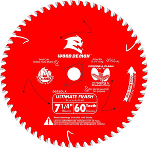 Diablo D0760UXA Saw Blade, 7-1/4 in Dia, 5/8 in Arbor, 60-Teeth, Carbide Cutting Edge, Applicable Materials: Wood, Pack of 10