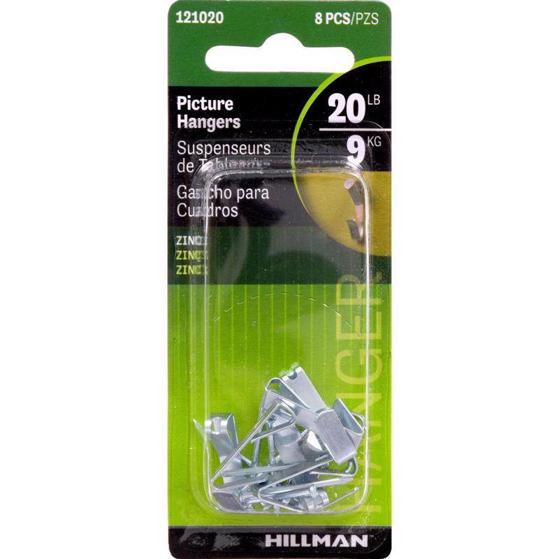 HILLMAN Zinc Silver Conventional Picture Hanger 20 lb 8 pk, Pack of 10