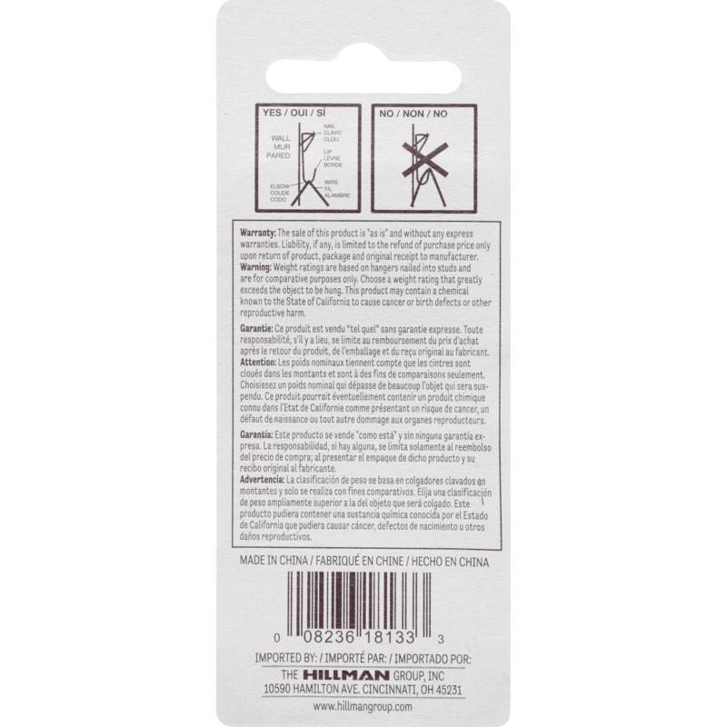 HILLMAN Zinc Silver Conventional Picture Hanger 20 lb 8 pk, Pack of 10