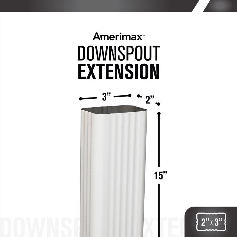 Amerimax 3 in. H X 2 in. W X 15 in. L White Aluminum K Downspout Extension