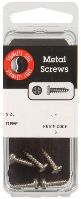 HILLMAN No. 8 Ga. X 1/2 in. L Phillips Pan Head Sheet Metal Screws 1 pk, Pack of 10