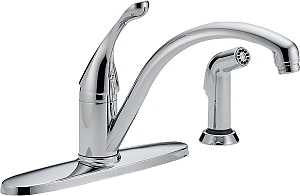 Delta COLLINS Series 440-DST Kitchen Faucet with Side Sprayer, 1.8 gpm, 1-Handle, Brass, Chrome Plated, Deck