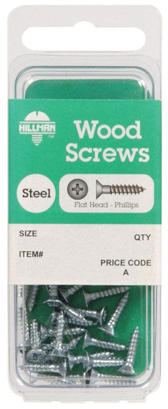 HILLMAN No. 6 X 1/2 in. L Phillips Zinc-Plated Coarse Wood Screws 30 pk, Pack of 10
