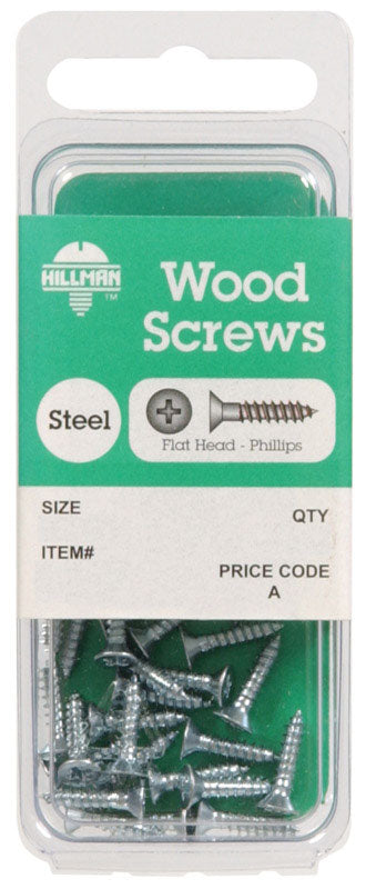 HILLMAN No. 10 X 3/4 in. L Phillips Zinc-Plated Coarse Wood Screws 15 pk, Pack of 10