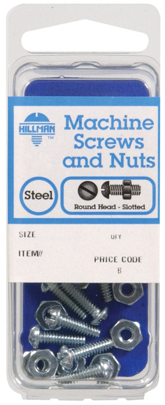 HILLMAN No. 10-32 in. X 1-1/4 in. L Slotted Round Head Zinc-Plated Steel Machine Screws 1 pk, Pack of 10